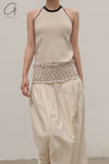 SWAYING/KNIT contrasting piping camisole SW23SS1T02 beige gray PS84